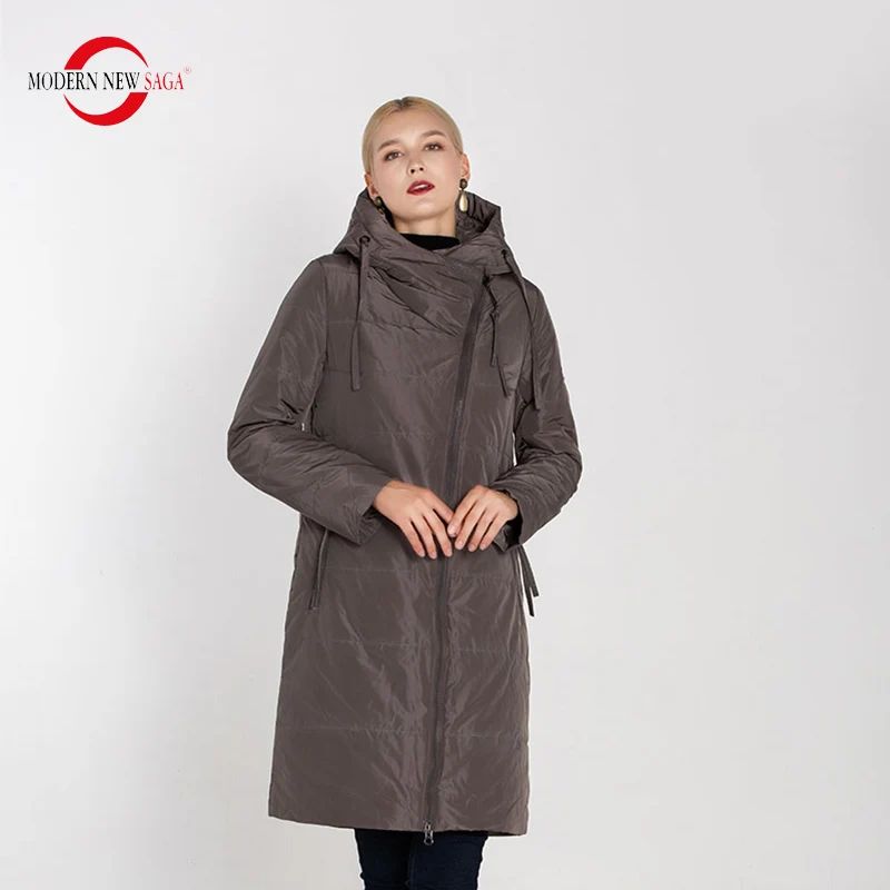B-71 coffee MODERN NEW SAGA Осеннее Женское Пальто Теплая Длинная Куртка С Капюшоном Стеганое Пальто Синтепух Парка Женская Зима Женское Длинное Пальто Зимнее Парки Женские Зимние Верхняя Одежда Для Женщин - Цвет: B-71 coffee
