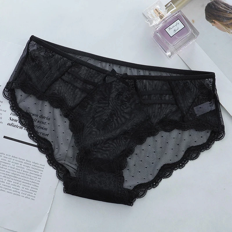 

Ultra-thin Mesh Panties For Women Tempting Lingerie Hollow Out Lace Ladies Underwear Female Calcinha Sexy Transparent Panties