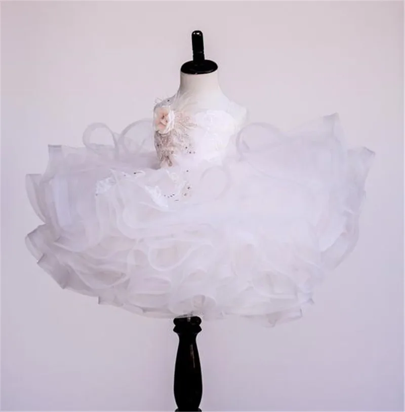 

White Puffy Baby Girl Dress for Wedding Kids Clothes Princess First Birthday Party Gown Size 1-16Y