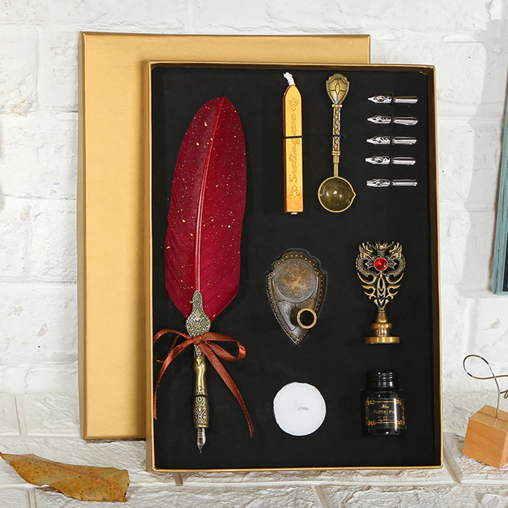 Ретро перьевая ручка набор чернил для письма винтажная каллиграфия Подарочная