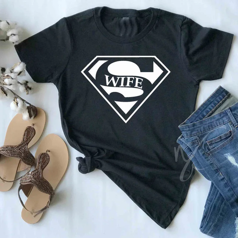 Милая футболка для супер жены женская мода гранж Tumblr графический смешной