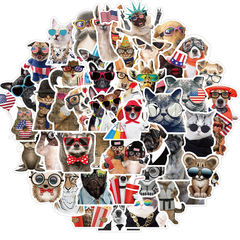 50pcs various animal stickers pack cat dog koala cool styling decal sticker for diy stationery bicycle car luggage phone laptop free global shipping