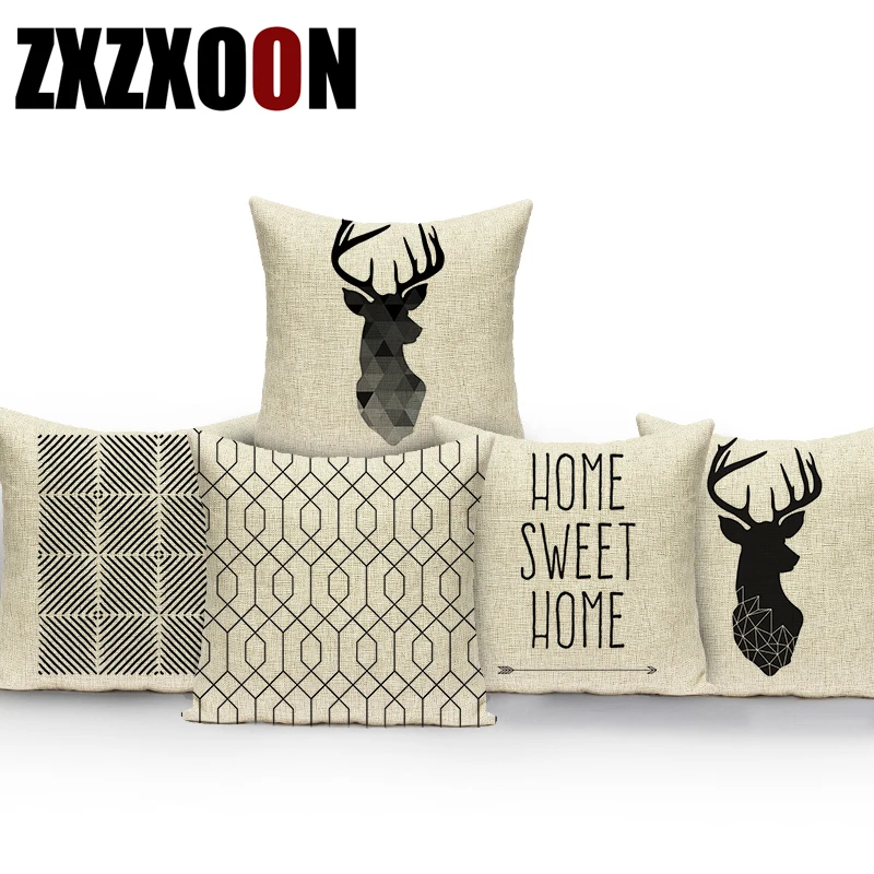 

Чехол для диванной подушки, черно-белый чехол с геометрическим рисунком, Женская подушка для гостиной