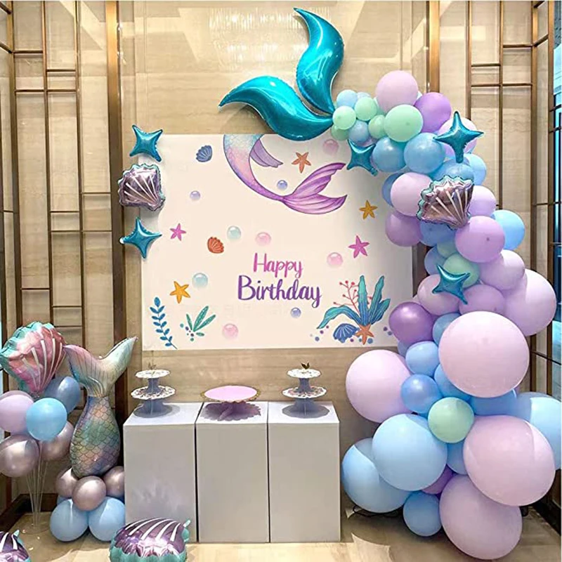 

Mermaid Tail Balloon Garland Arch Mermaid Party Decoration Shell Mermaid Foil Balloon Baby Shower Birthday Party Supplies