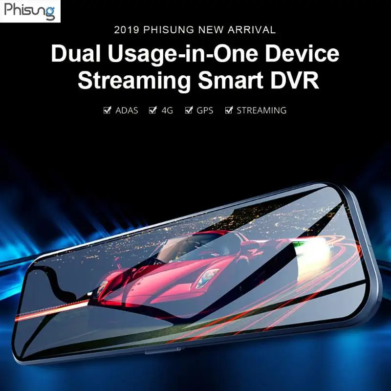 Phisung H58 9,6" поток медиа зеркало заднего вида DVR камера 1080P Full HD 4G Android 5,1 gps WiFi ADAS видеорегистратор видеомагнитофон