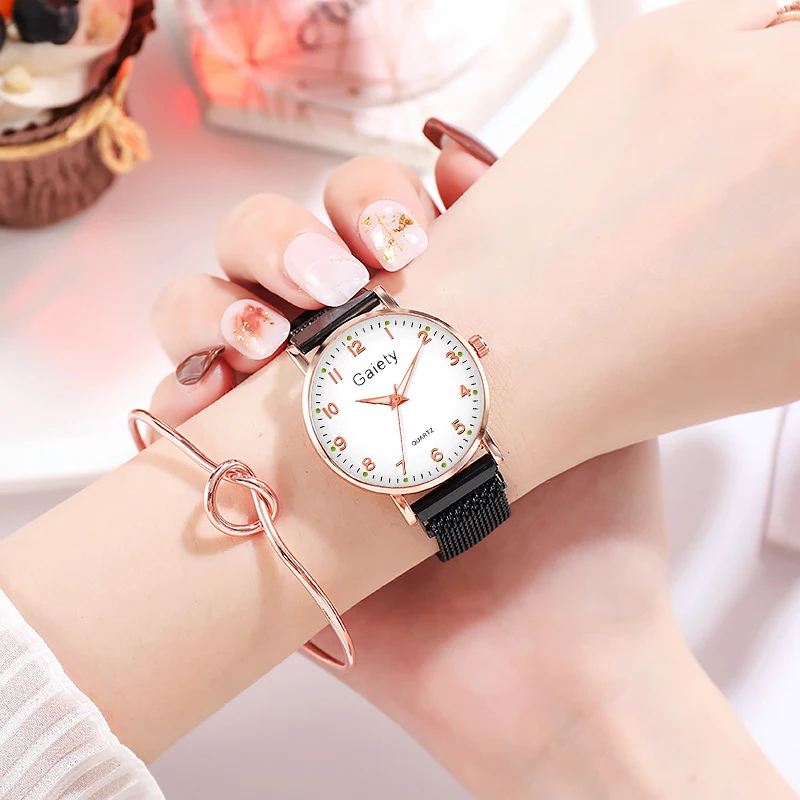 Часы наручные женские кварцевые с сетчатым браслетом брендовые простые люксовые