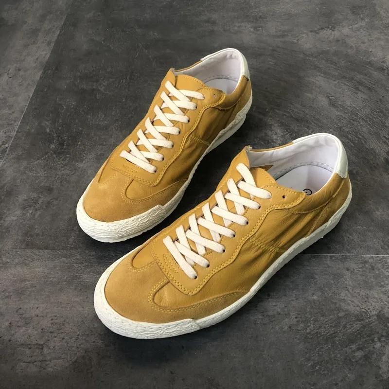 Мужские летние дышащие кроссовки из натуральной воловьей кожи со шнуровкой| |