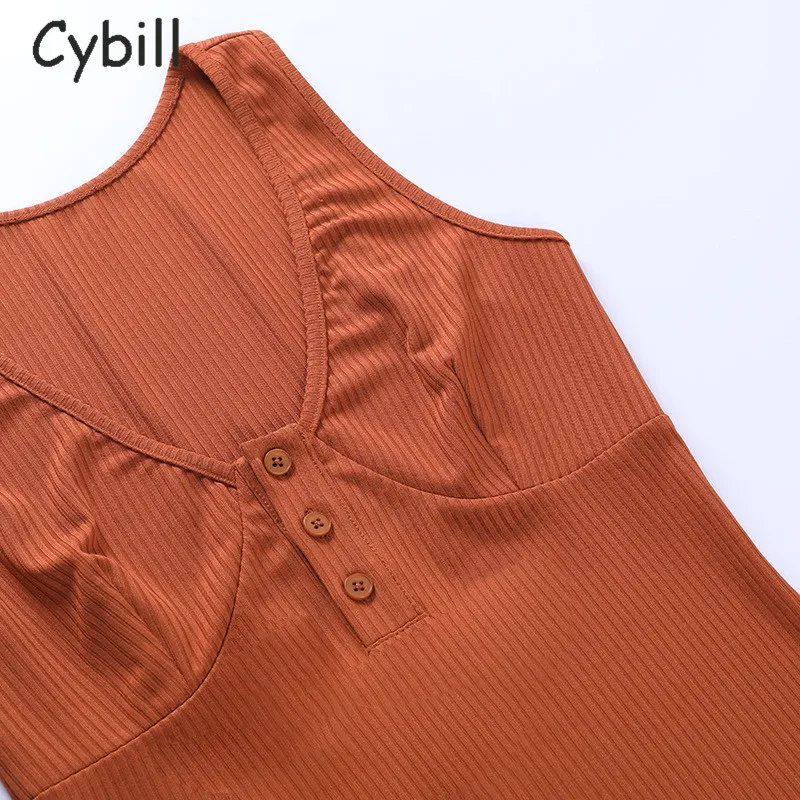 

Cybill Ribbed Knitted Button Short Summer Dress Sleeveless Basic Mini Sundress Casual Holiday Beach Bodycon Dress