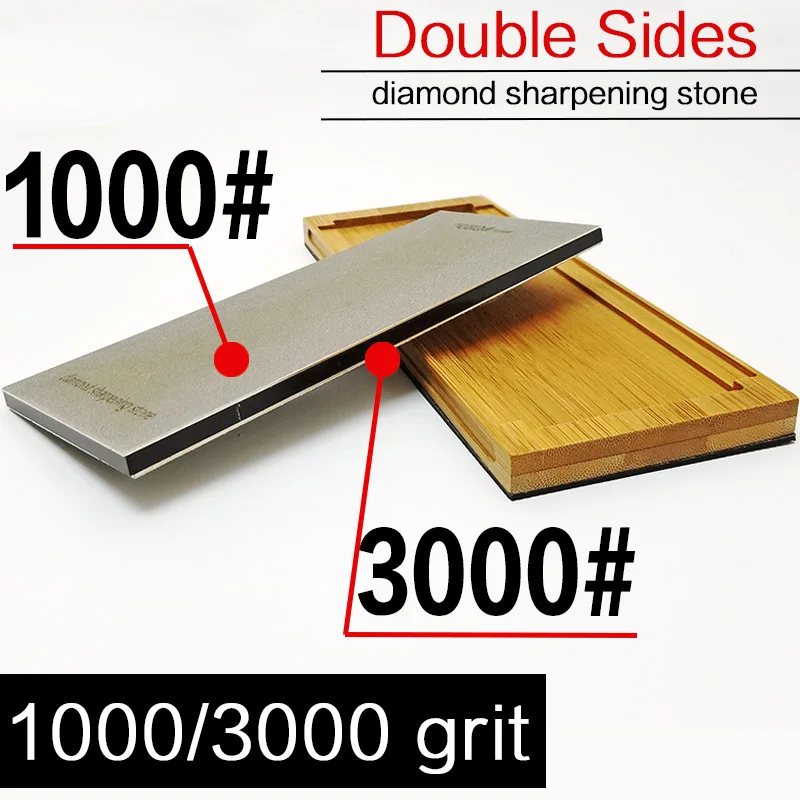 1000 3000 grit 80-3000 Алмазная двухсторонняя точилка для ножей Профессиональные кухонные инструменты заточка камней Шлифовка с бамбуковой основой - Цвет: 1000 3000 grit