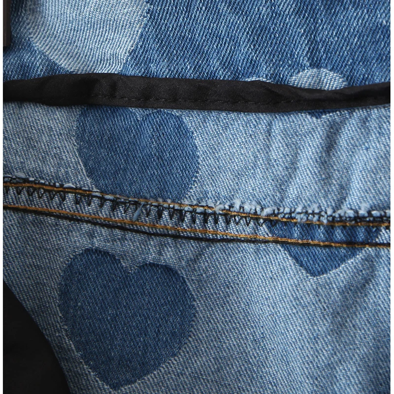 

2021 spring new jeans loose mid-rise jeans carefully printed split jeans