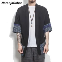 naranjasabor mens kimono shirt 2020 new autumn spring men linen shirt male cotton casual jacket brand clothing 5xl n552