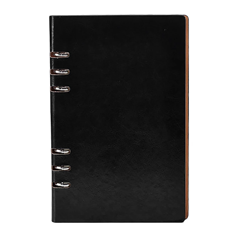 

A5 Paper Notebook, Six-Hole Loose-Leaf Office Stationery Business Spiral PU Diary Notebook (2 Copies)
