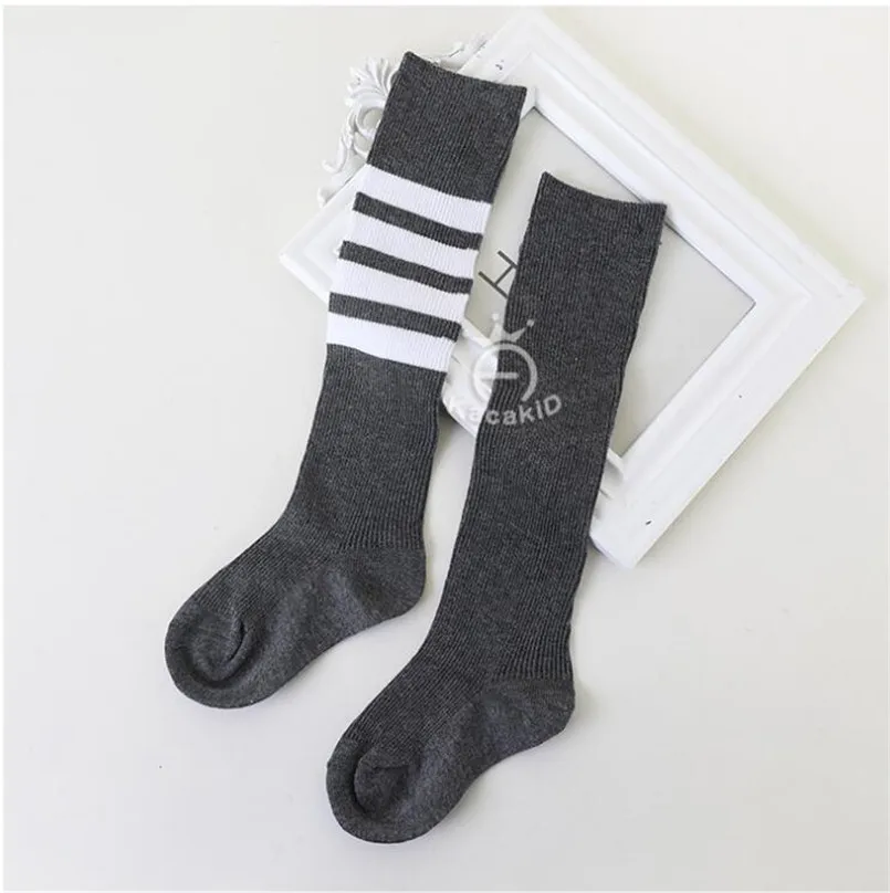 Детские Асимметричные Гольфы до колена с принтом в полоску для девочек | Мать и