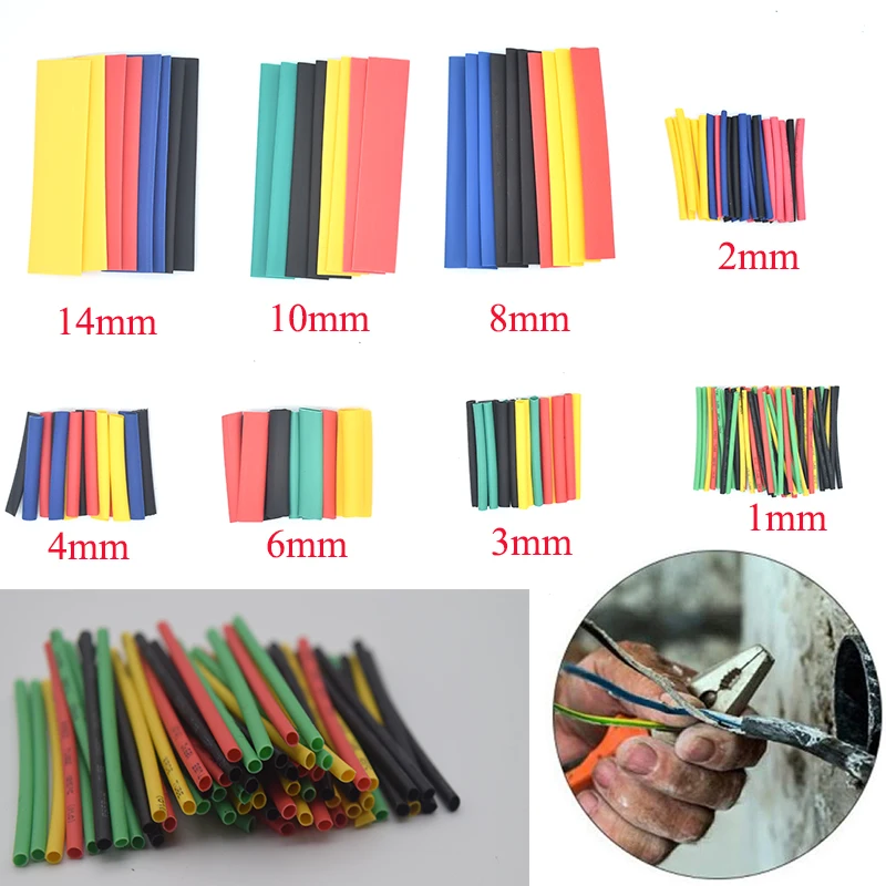 164 шт. набор полиолефина сокращения Ассорти Термоусадочные трубки жильный кабель