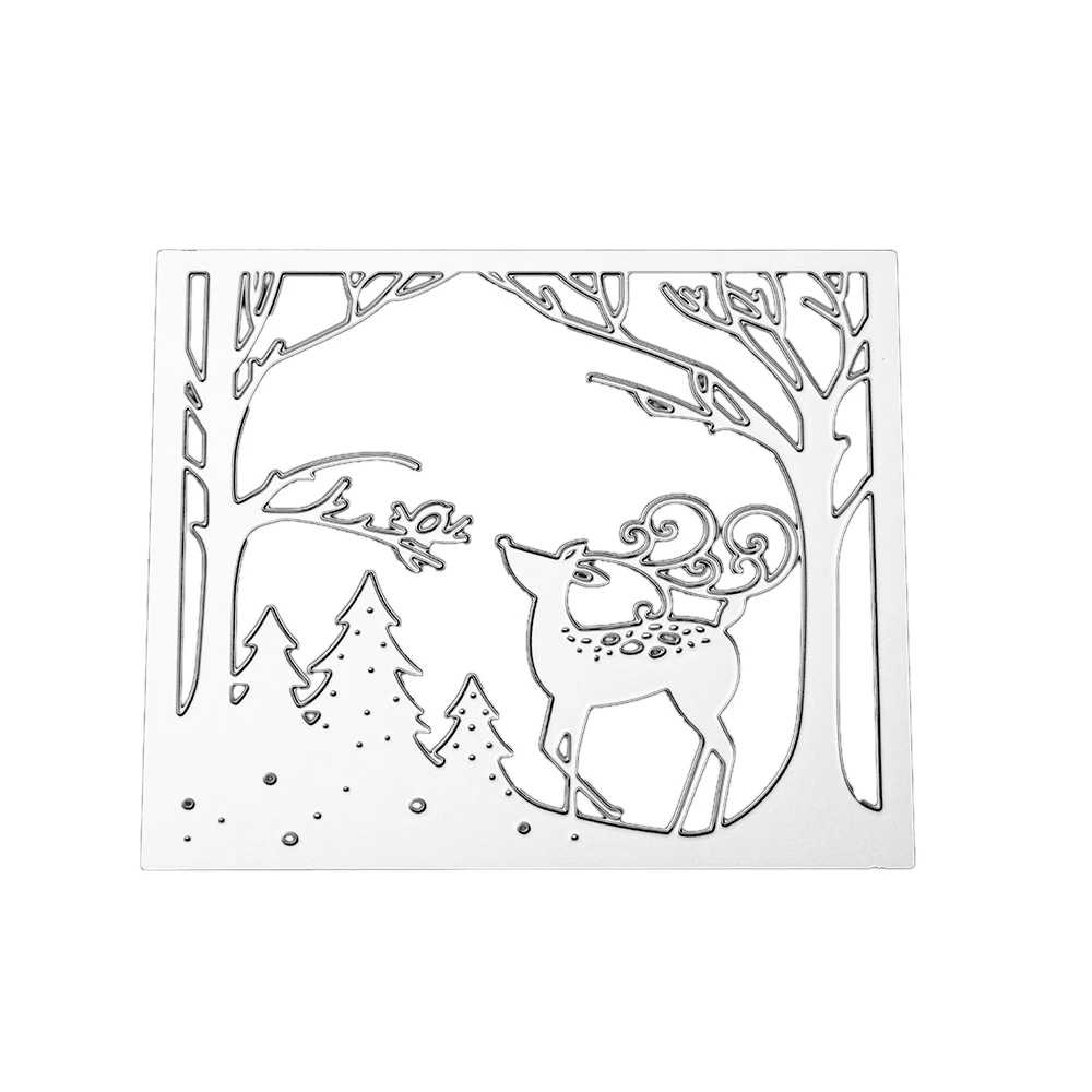 Рождественская открытка с оленем металлические Вырубные штампы для поделок