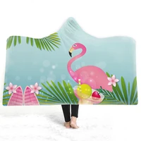 flamingo hooded blanket tropical sherpa fleece wearable blanket floral kids adults throw blanket home textiles