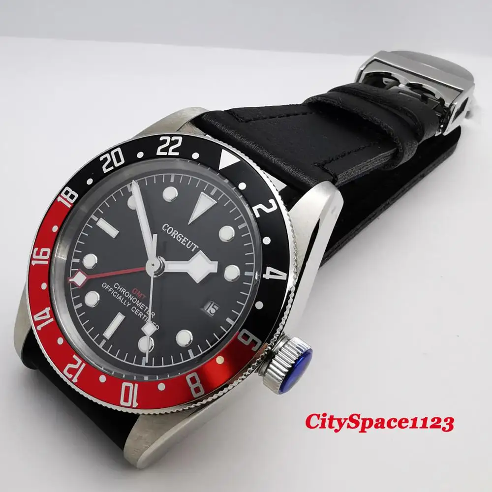 Corgeut 41 мм мужские GMT автоматические механические наручные часы сапфировое стекло