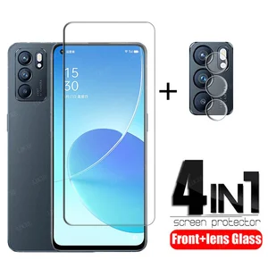 4 in 1 for oppo reno 6 5g glass for reno 6 5g tempered glass screen protector for oppo a54 a74 a94 reno 5 lite 6 5g lens glass free global shipping