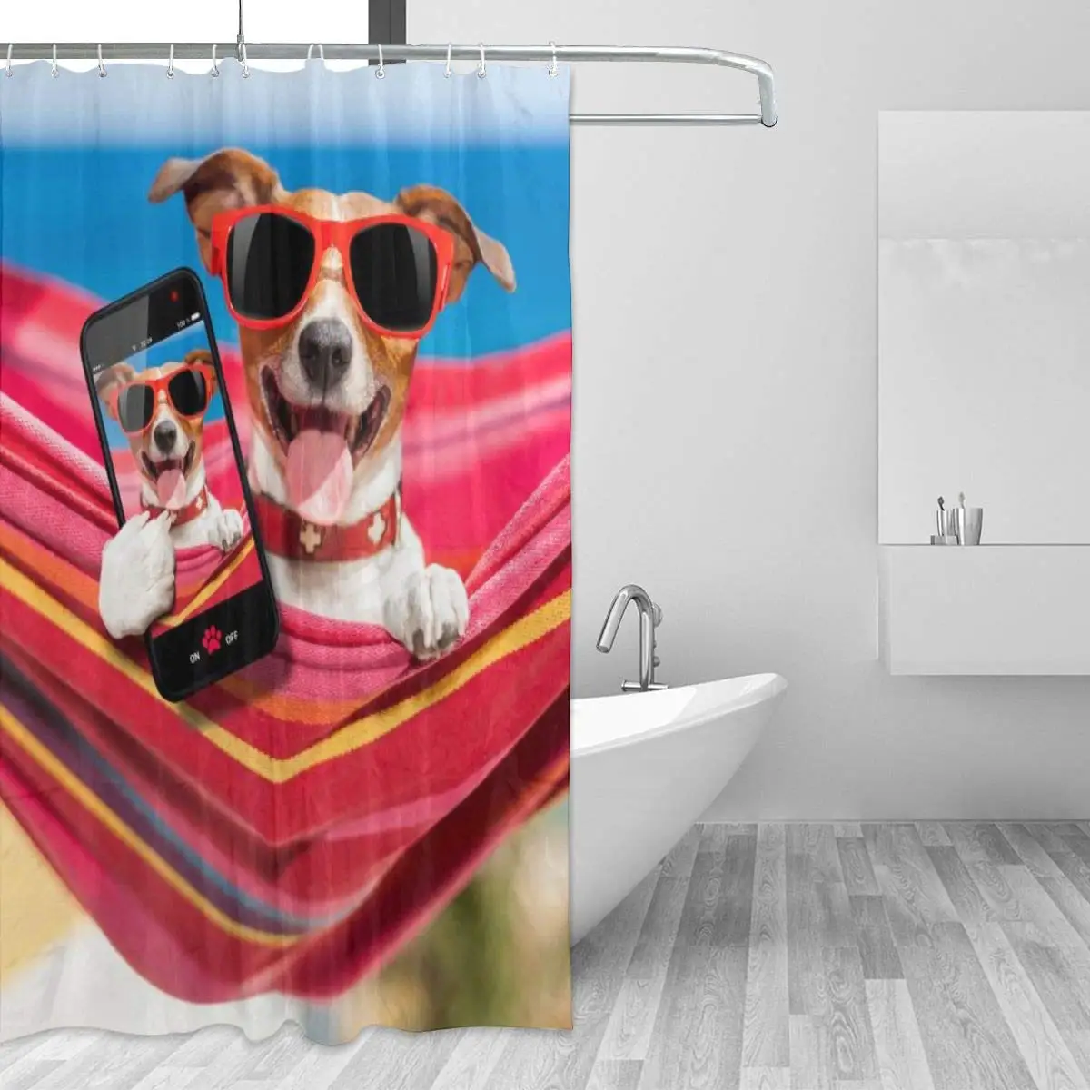 Красивые затемняющие занавески для ванны 72x72 дюйма очки в очках Джек Рассел собак