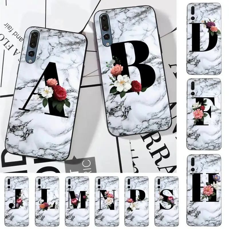 

Marble Letter Phone Case for Huawei P30 40 20 10 8 9 lite pro plus Psmart2019