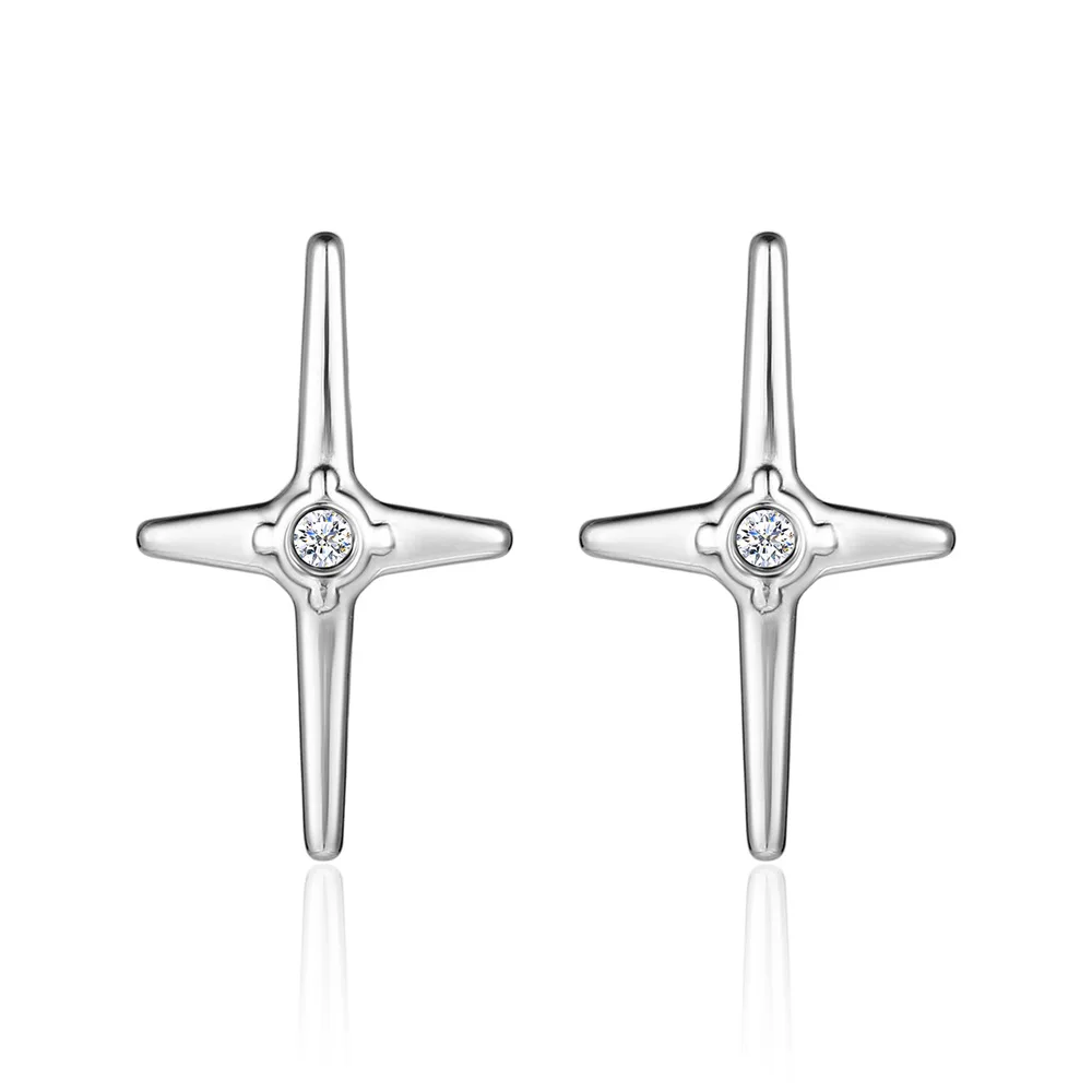 

1 Pairs Cross Stud Earrings for Men Woman Rhineston Stainless Steel Earrings Fashion Punk Jewelry