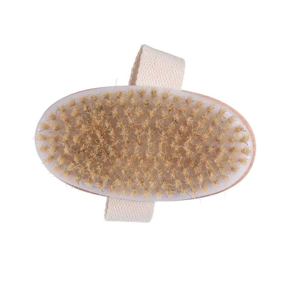 

Natural Boar Bristles Dry Body Brush Wooden Oval Shower Bath Brushes Exfoliating Massage Cellulite Bath Brush