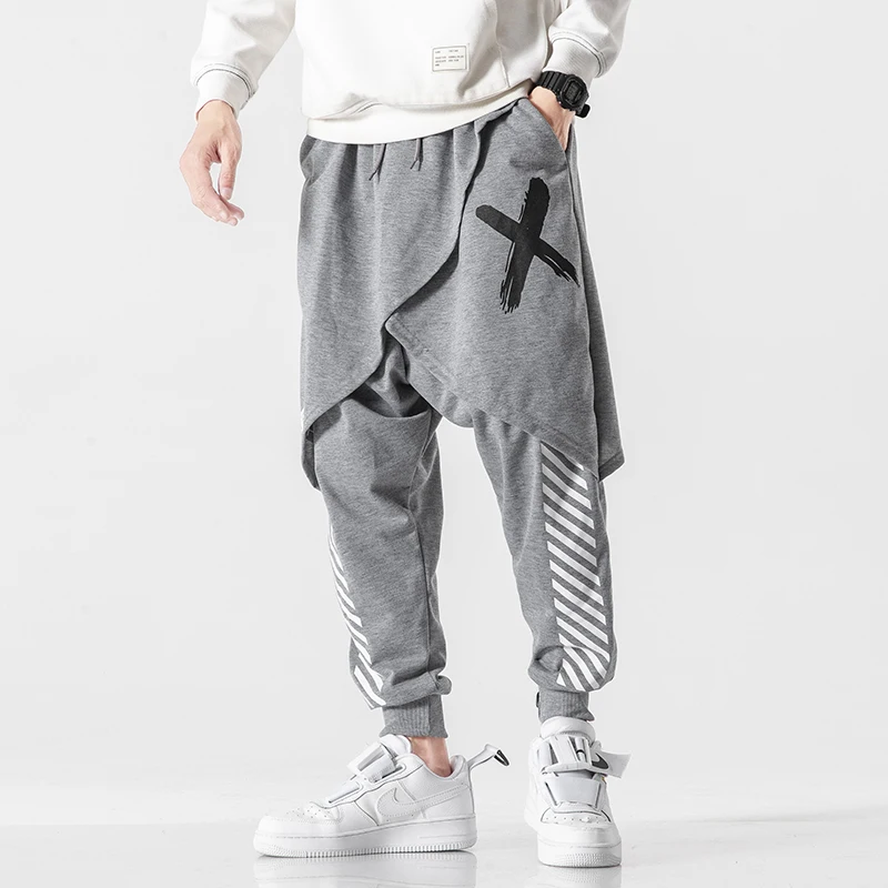 

2020 Plus Size Men Casual Drape Drop Crotch Harem Hip-hop Pants Trouser Baggy Dancing Pants Gothic Punk Style Harem Pants Men