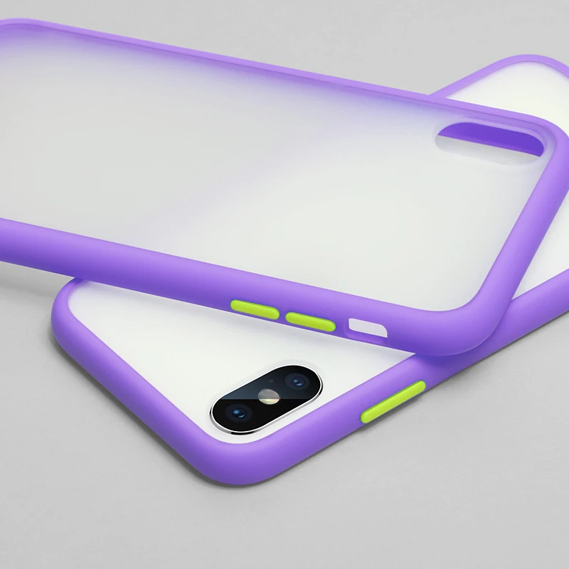 Противоударный защитный чехол для телефона iPhone 11 Pro XR XS Max X 10 8 6 6s 7 Plus, мягкий полупрозрачный жесткий чехол - Цвет: Purple