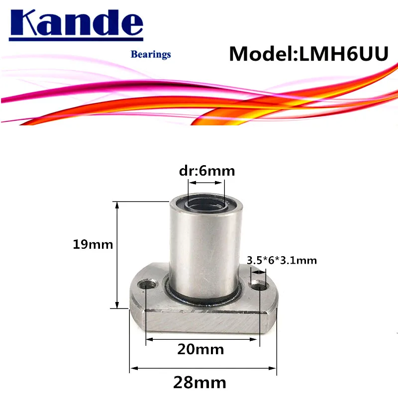 LMH6 UU 1 шт./лот LMH6UU круглый фланец линейный шарикоподшипник 6 мм для 3D принтера SMH6UU