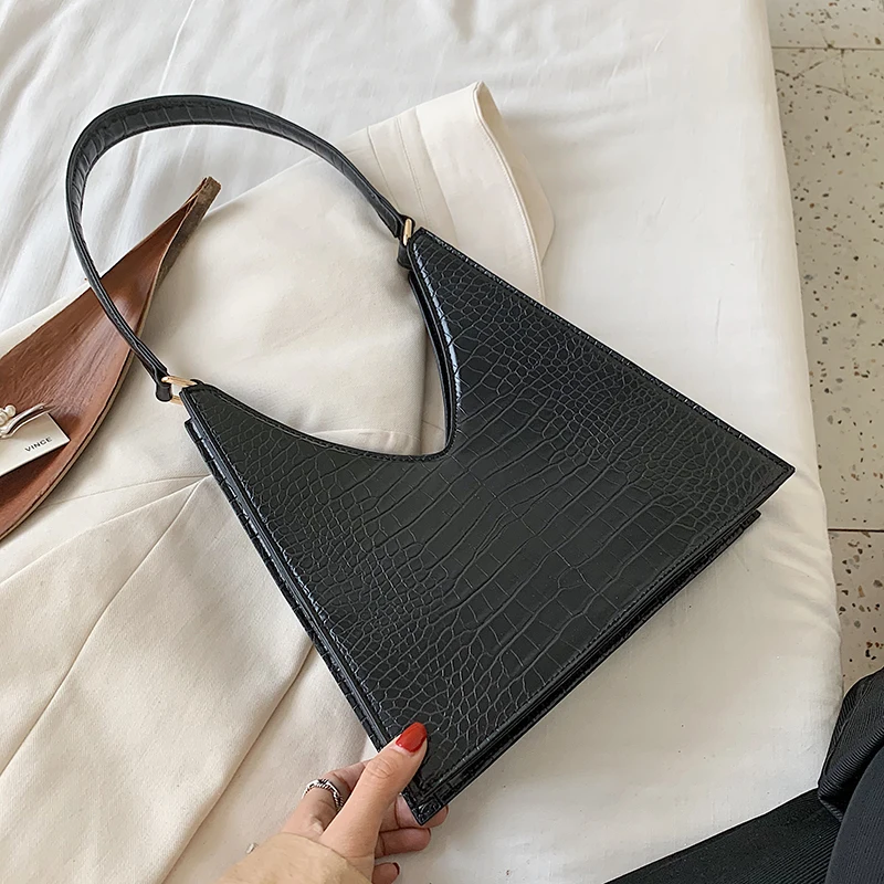 

JinMantanCrocodile Pattern PU Leather Shoulder Bags For Women 2021 Designer Lady Armpit Bag Female Solid Color Handbags Hand Bag