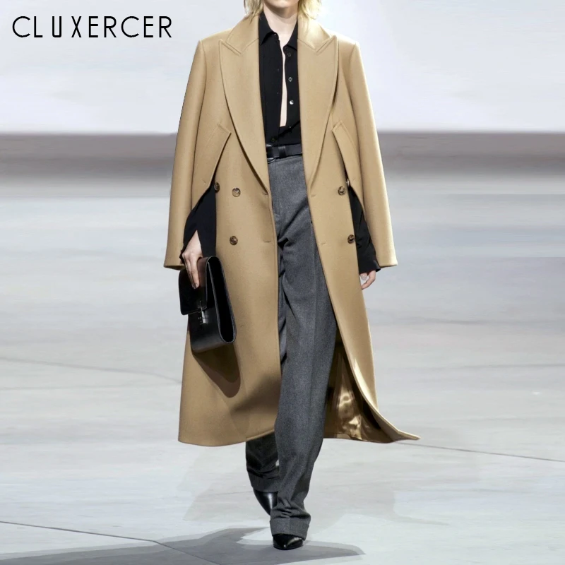 

Женское шерстяное пальто, модельное теплое однотонное пальто, длинное пальто, два способа ношения, Осень-зима 2019