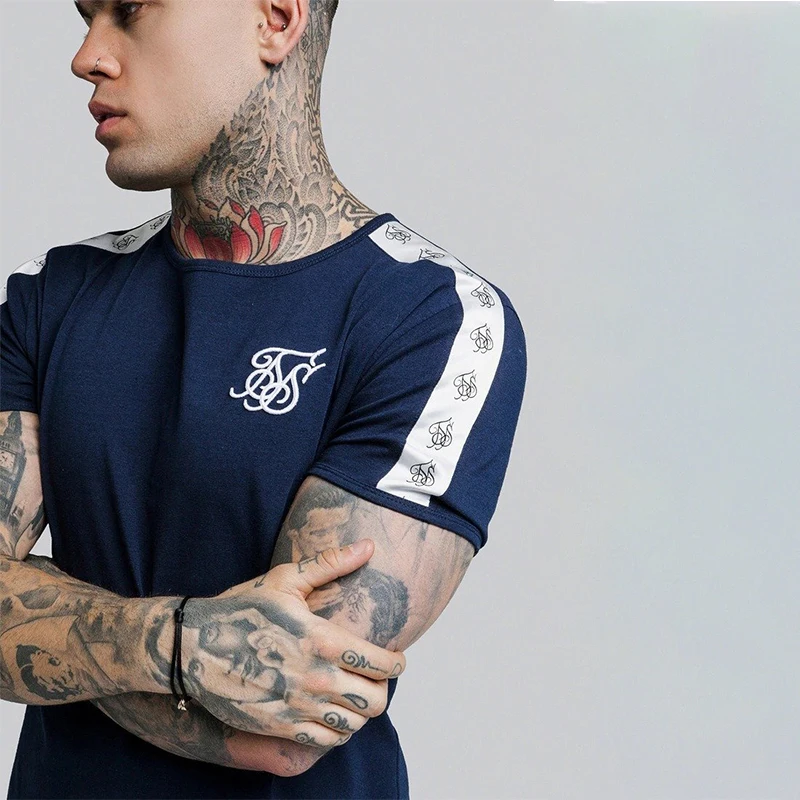 Футболка SikSilk мужская с круглым вырезом шелковая короткая тенниска забавная