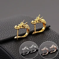 personality goldsilver color dragon head hoop earring animal dragon small hoop earring hip hop jewelry for men women earrings