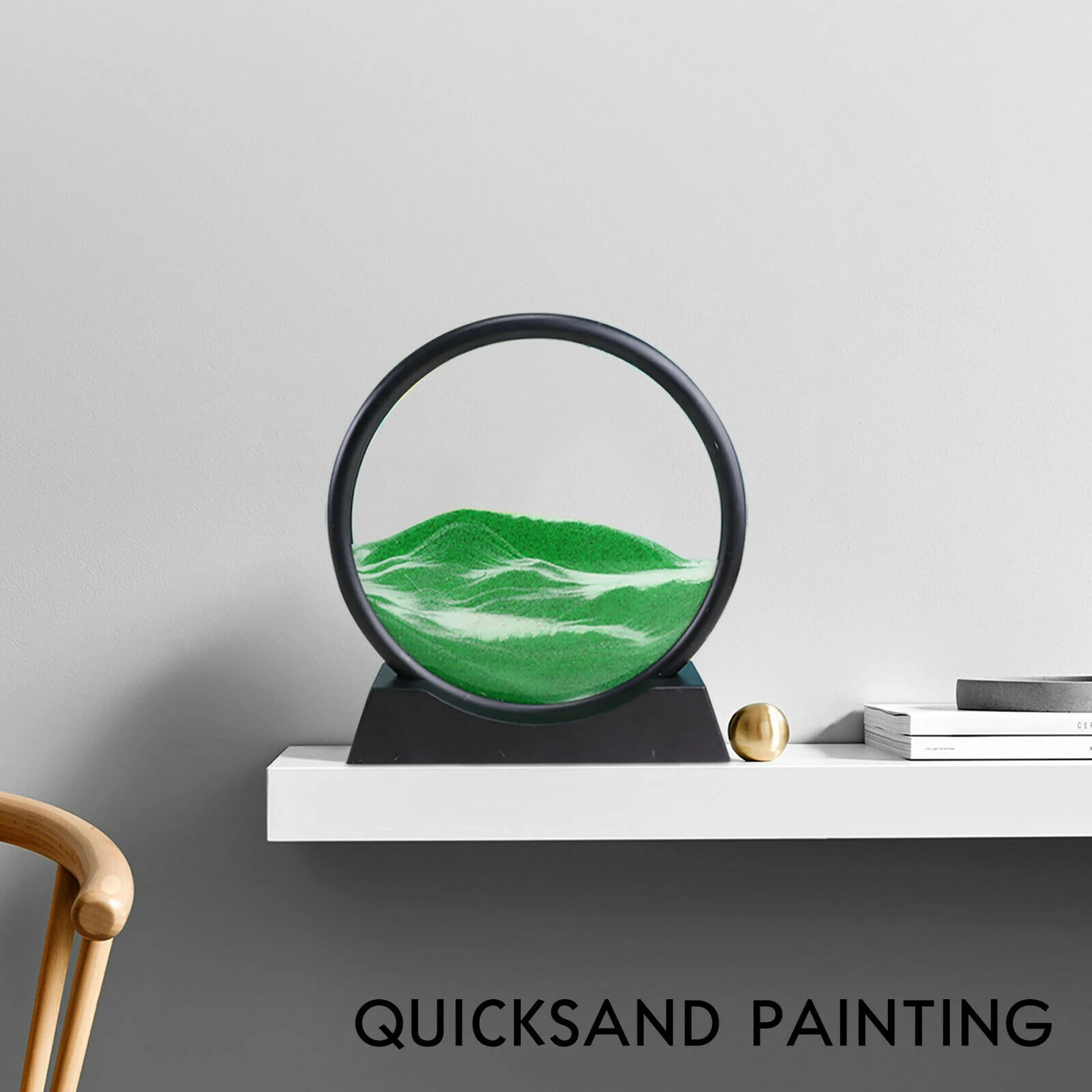 

Moving Sand Art Picture Round Glass 3D Natural Landscape Flowing Sand Frame Hourglasses Decor For Home TRYC889