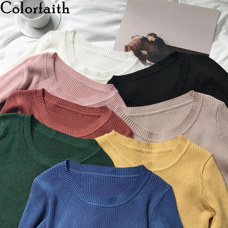 Colorfaith новинка 2021 осенне-зимние женские свитера с v-образным вырезом