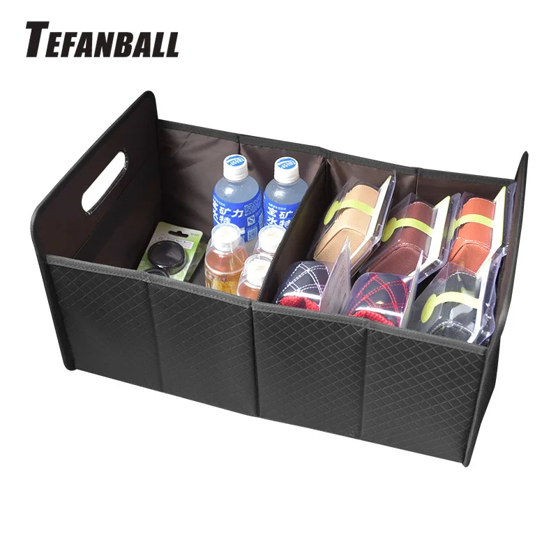 Купить Ящик для хранения в багажник автомобиля сумка-Органайзер Складная из искусственной кожи авто Прочная Складная сумка для хранения грузов уб...