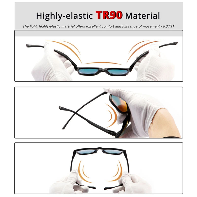Мужские солнцезащитные очки KDEAM поляризационные квадратные ударопрочные из