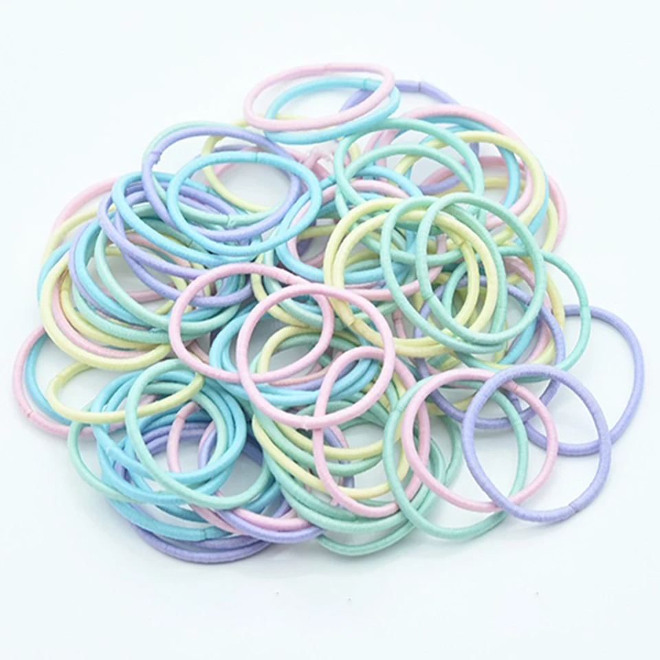 200Pieces/Box Color Scrunchie Kid Elastic Hair Band Ponytail Holder Head Rope Ties Headwear Accessories MEIFAN | Детская одежда и