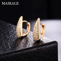 maikale classic stud earrings zirconia water drop shape gold silver color korean earrings for women send friend gift wholesale