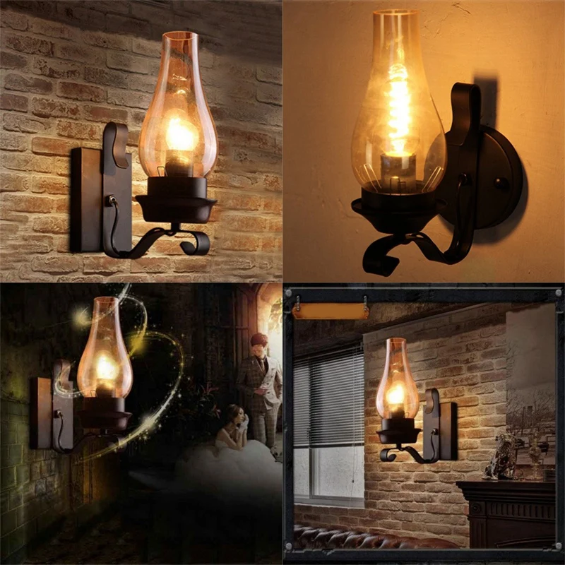 

Vintage Rustic Wall Lamp in Glass and Mood Light Decorative Lamp for Bedroom (Does Not Contain Bulbs)