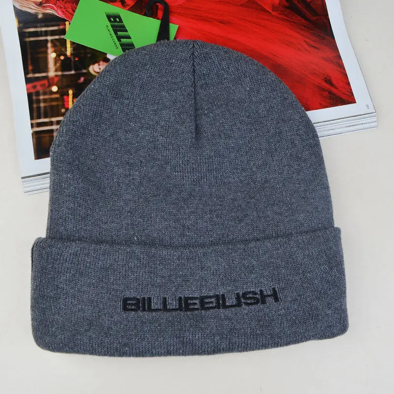 

Cotton lettered embroidery logo knitted hat hem versatile wool hat boys and girls student lovers cold hat