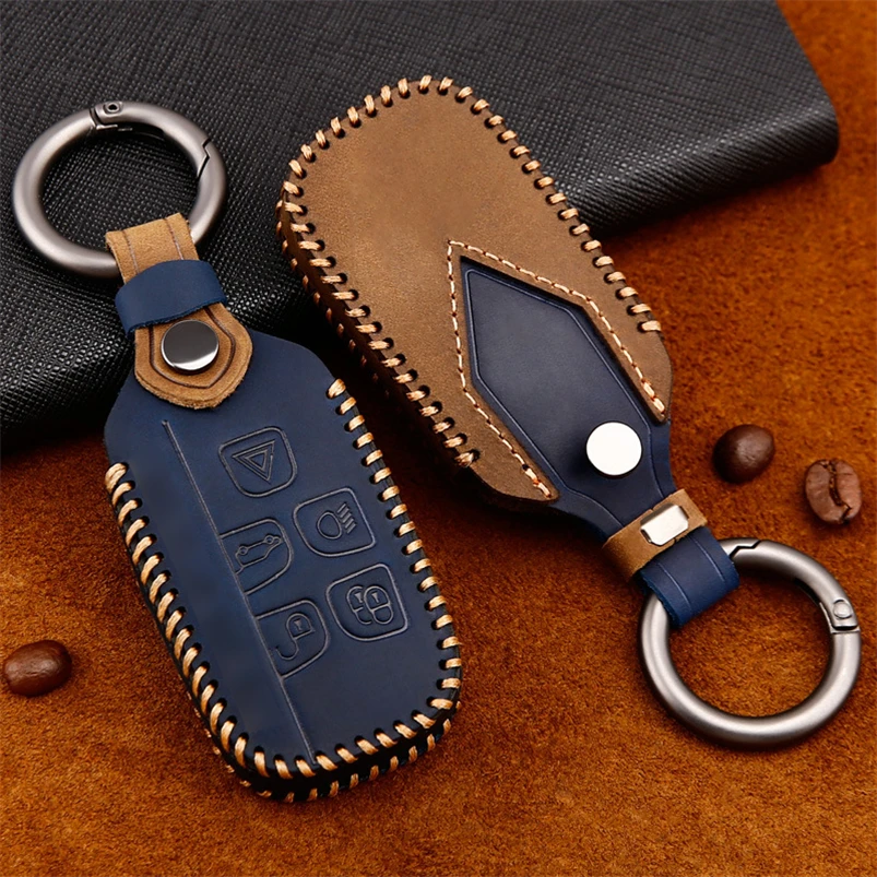 

Luxury Genuine Leather Car Auto Remote Car Key Shell Case Protector Cover For Jaguar XFL XEL F-PACE XJ E-PACE Car Accessories