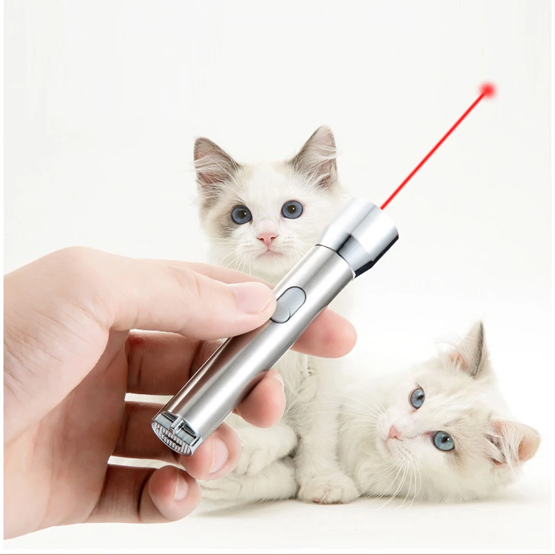 Funny Laser Pet Cat Toy Fun Red Dot Light Creative Sight Pointer Pen Interactive LED USB UV Flashlight | Дом и сад