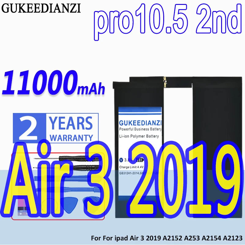 

High Capacity High Capacity GUKEEDIANZI Battery Pro 10.5 11000mAh For ipad Air 3 Air3 (2019) A2152 A253 A2154 A2123nt Batteries