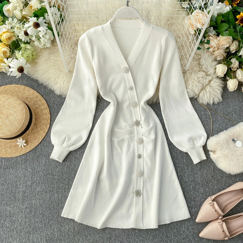 Коробов осень зима женские вязаные вечерние Ночное платье в винтажном стиле с