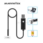 Эндоскоп 5,5 мм 2 в 1 Android USB камера-эндоскоп HD 2 м 5 м 10 м OTG USB гибкая трубка Инспекционная камера бороскоп 6 светодисветодиодный водонепроницаемая