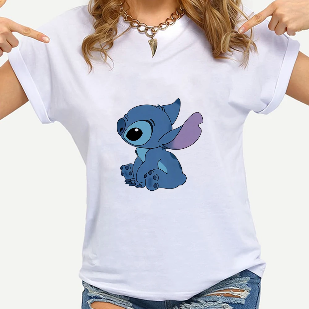

Disney Streetwear Summer Tshirt Naughty and cute Stitch Women Tops Short Sleeve Crewneck T-shirt France Hot Sale Summer Casual