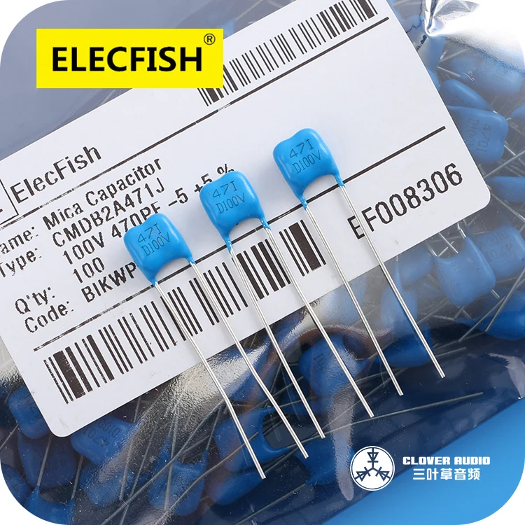 10 шт. Новый Серебряный Слюдяной конденсатор ElecFish MBL пФ ~ 100 5% в П5 мм CMDB2A 12pF 22pF 47pF 51pF