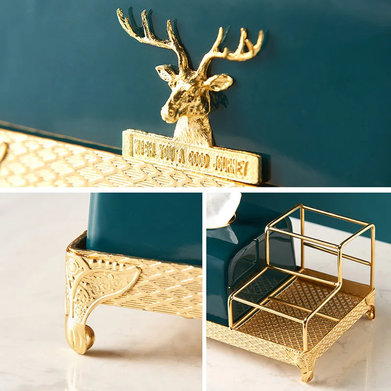 

Nordic metal ceramics Tissue Box Luxury European Paper Rack desk Table Accessories Home tissue box KTV Hotel Desktop decor gift