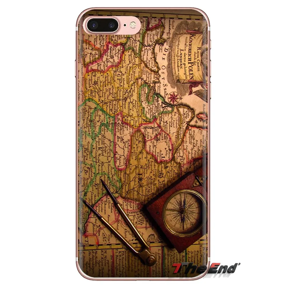 For HTC One U11 U12 X9 M7 M8 A9 M9 M10 E9 Plus Desire 630 530 626 628 816 820 830 Nautical Compass And Map Transparent Soft Case |
